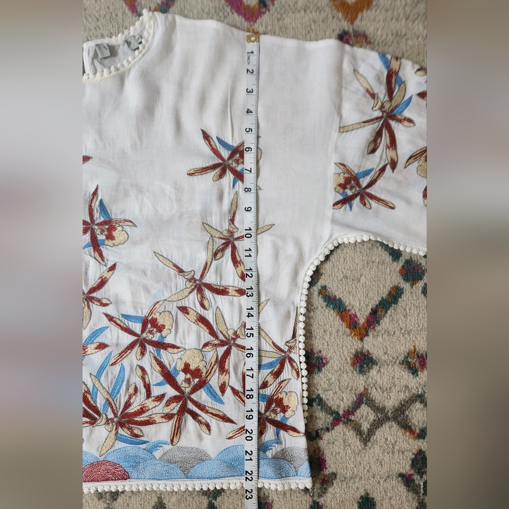 Lightweight Embroidered Semi-Sheer Boho Blouse with Detailed Trim - Picture 8 of 8